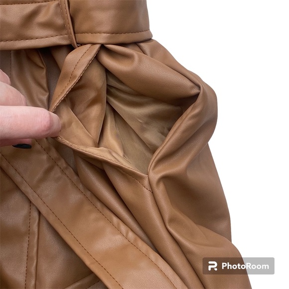 DO+BE Faux Leather Skirt Tan Size Small NWT - Picture 5 of 13